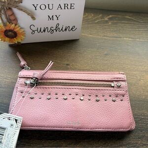 New The Sak Pink Leather Wallet with Silver Studs